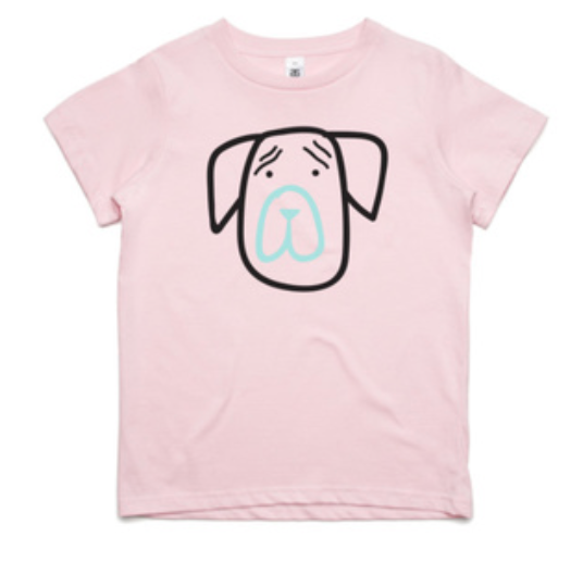 Sad Pup Pink Kids Unisex T-Shirt