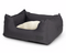 Water Resistant Charcoal High Side Square Bed with Cream Faux Fur Trim
