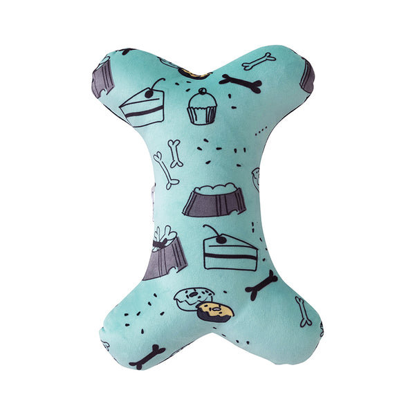 NEW COLLECTION: Dog Treats Reversible Charcoal Mint Plush Bone Toy with Squeaker