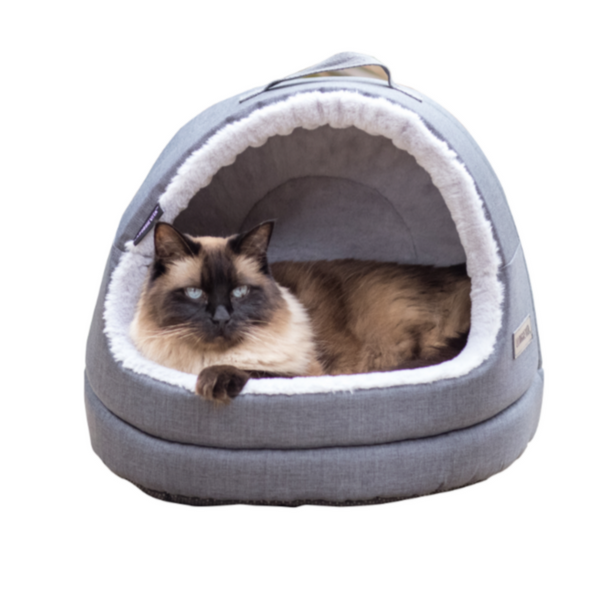 Water Resistant Oxford Charcoal Hooded Cat House