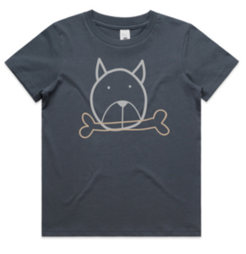 Dog with a Bone Dark Blue Kids Unisex T-Shirt