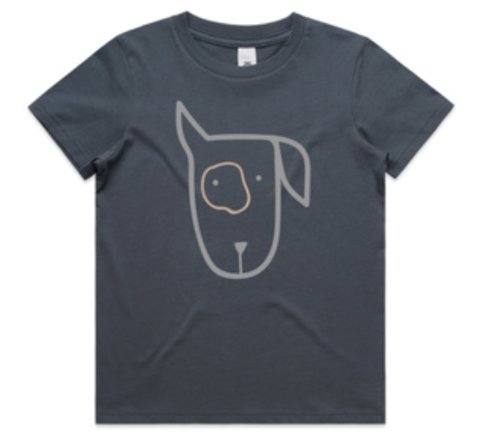 Ears Up Dog Dark Blue Kids Unisex T-Shirt